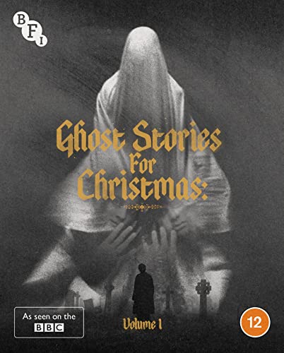 Blu-ray cover art featuring a ghostly figure, a lone silhouette, and gold text.