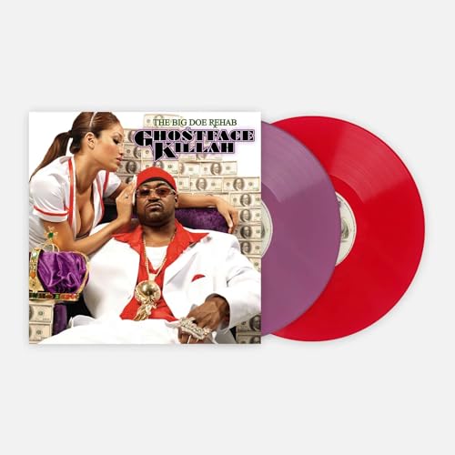 Album cover featuring Ghostface Killah with two colored vinyl records.