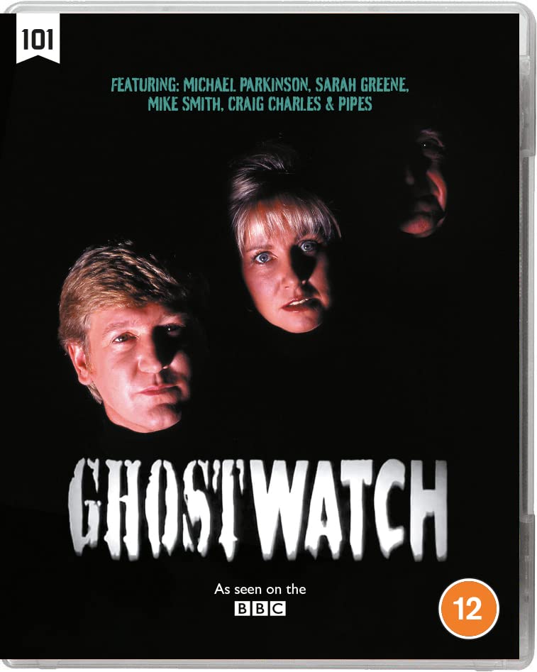 Ghostwatch" Blu-ray cover featuring two distressed faces and ghostly figure.