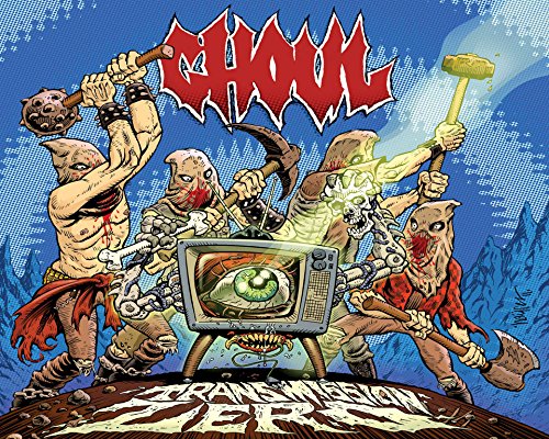 Cartoonish album cover with ghoulish figures surrounding a vintage television.