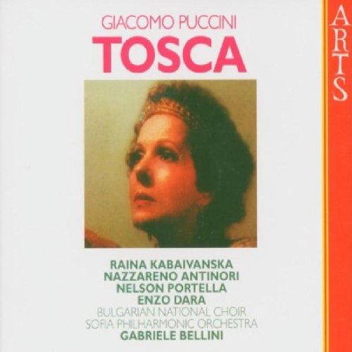 CD case cover featuring a woman's portrait, titled "Tosca" by Giacomo Puccini.