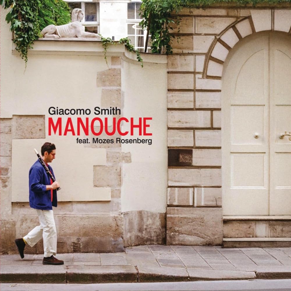 CD cover: Giacomo Smith and Mozes Rose, man with guitar, building backdrop.