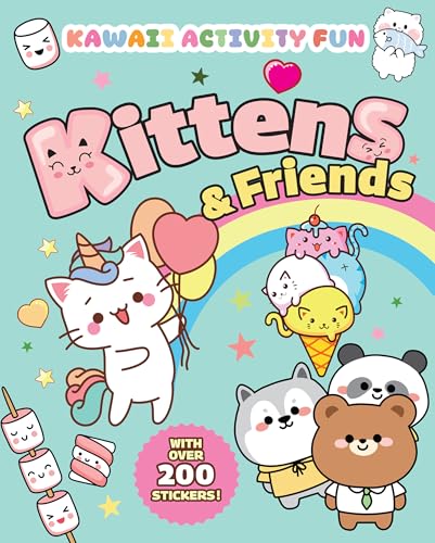 Colorful cover featuring cute cartoon kittens, a unicorn, and other animals.