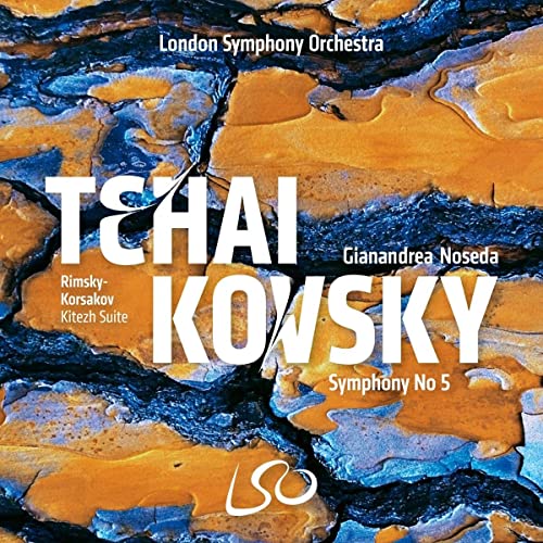CD cover for Tchaikovsky and Rimsky-Korsakov orchestral works, abstract design.