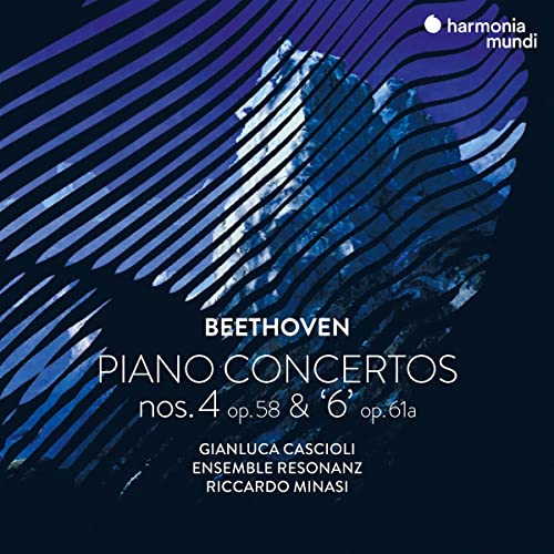 CD cover: abstract blue waves, text “Beethoven Piano Concertos” and artist name.