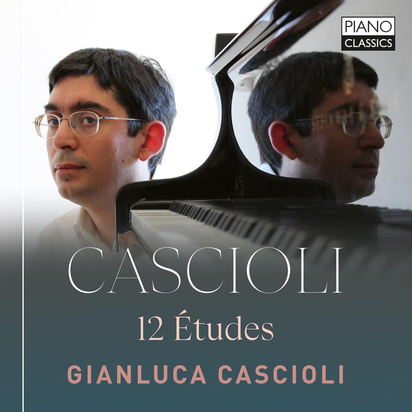 CD cover featuring pianist Gianluca Cascioli and a piano reflection.