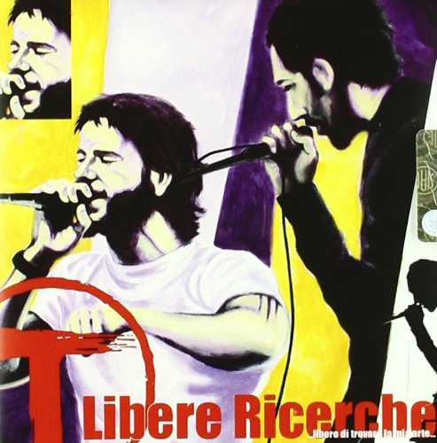 CD cover: black and white painting of musicians performing with microphones.