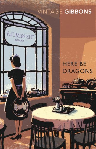 Book cover: woman by window, table setting, orange and black tones.