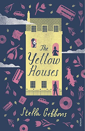 Book cover: illustrated yellow house with figures and scattered objects.