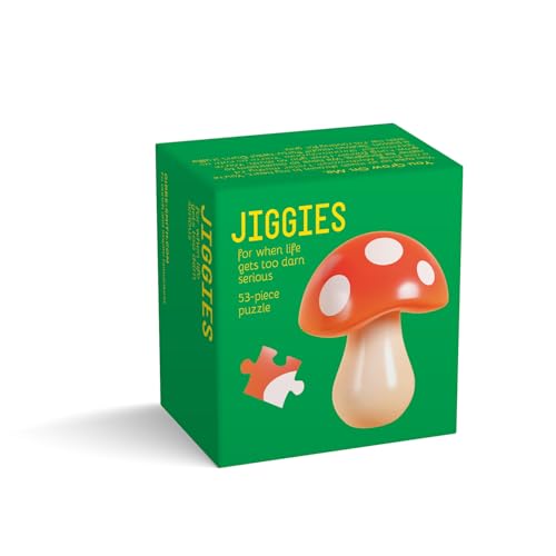 Green puzzle box featuring an illustration of a red mushroom.