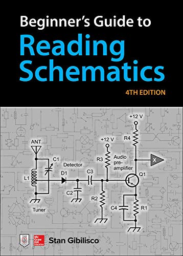 Book cover for Beginner's Guide to Reading Schematics, 4th Edition, featuring an electronic circuit diagram.