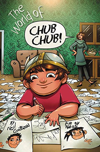 Cartoon book cover featuring a boy drawing with a woman in the background.