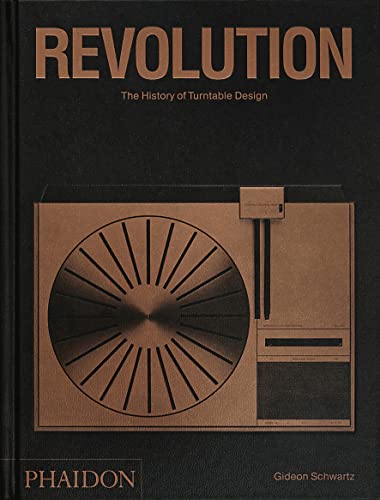Book cover: "Revolution," history of turntable design, with vintage turntable image.