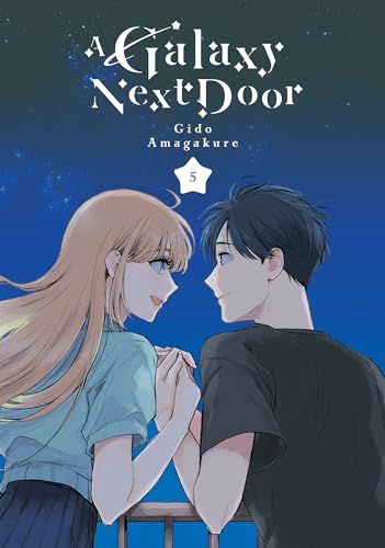 Manga cover: two young people holding hands, looking at each other.