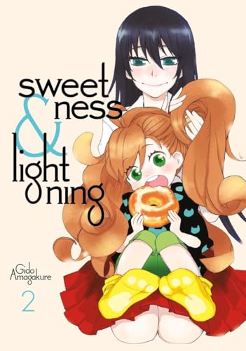 Manga cover: two young girls, one holding a burger, smiling.