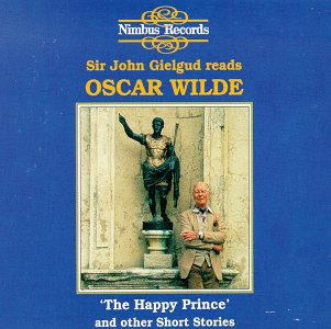 Blue audiobook cover with man standing beside a statue.
