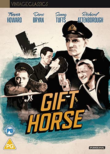 DVD cover for "Gift Horse" featuring sailors and a sinking ship.