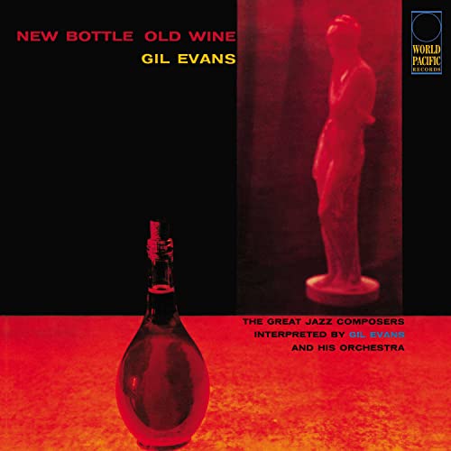 Album cover for Gil Evans’ “New Bottle, Old Wine” featuring a bottle and statue.