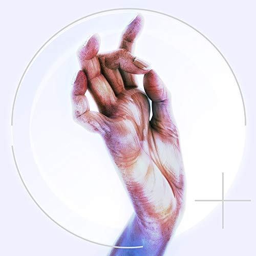 A vinyl record cover with a hand gesture inside a circular frame on a white background.
