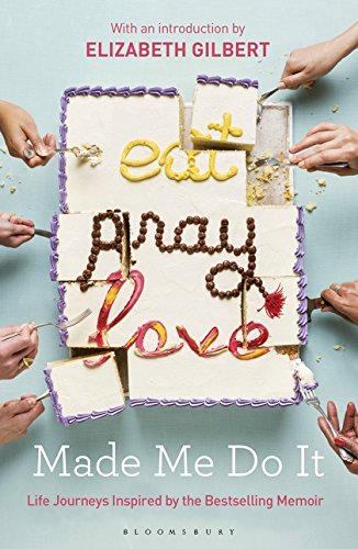 Book cover: cake with “Eat Pray Love” written in chocolate frosting.