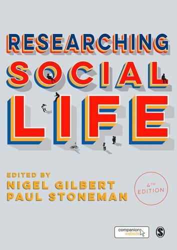 Book cover: "Researching Social Life," 4th edition, with illustrated figures.