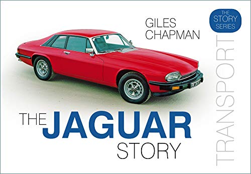 Red Jaguar XJ6 coupe on book cover, “The Jaguar Story.”