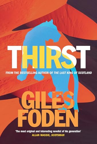Book cover: "Thirst" by Giles Foden, featuring a blue cheetah silhouette.
