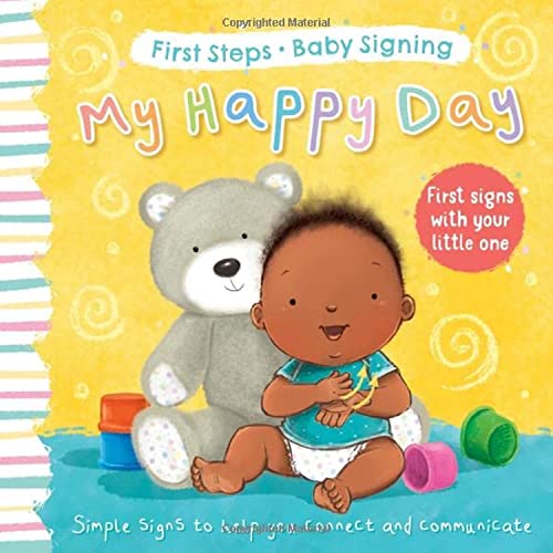 Book cover with baby, teddy bear, and colorful toy blocks.