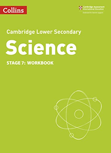 Green Collins Cambridge Lower Secondary Science Stage 7 workbook cover with a white atom icon.