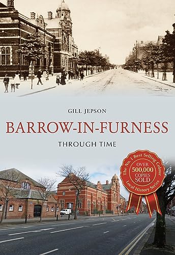 Book cover showing historical and modern street scenes of Barrow-in-Furness.