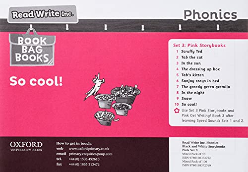 Product information sheet for Read Write Inc. Phonics Pink Set 3 storybooks.