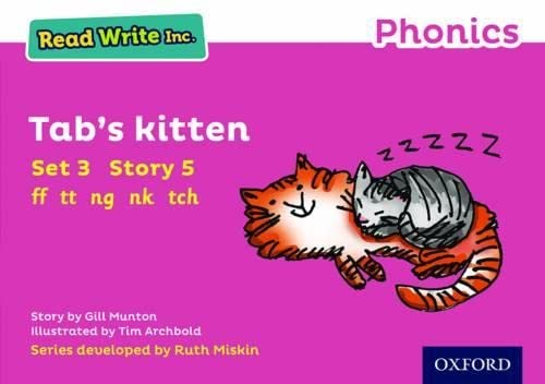 Book cover: orange cat with a sleeping grey kitten, pink background.