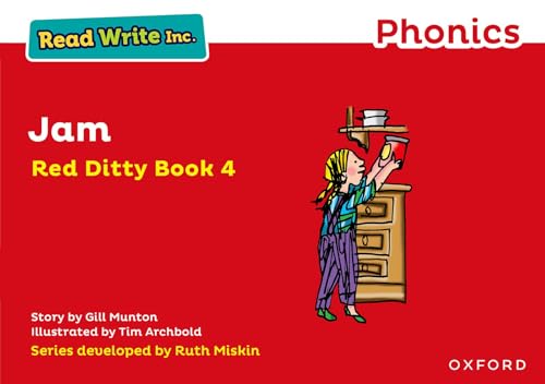Red book cover with illustration of a girl reaching for jam.