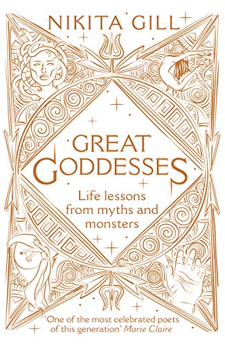 Book cover with ornate orange line art and the title “Great Goddesses.”