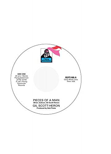 White vinyl record label with portrait and text: "Gill Scott-Heron.