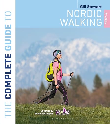 Book cover: "The Complete Guide to Nordic Walking" with a hiker image.