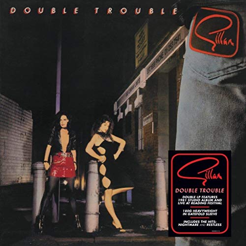 Album cover for Gillan’s “Double Trouble” featuring two women and city street.