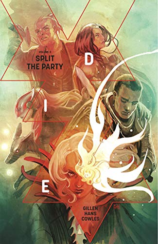 Comic book cover featuring four characters within geometric shapes and flames.