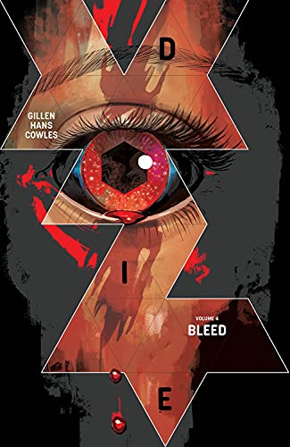 Comic book cover featuring a large, detailed human eye inside geometric shapes on black.