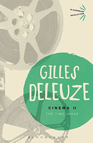 Book cover with green circle, text “Gilles Deleuze” and halftone pattern.