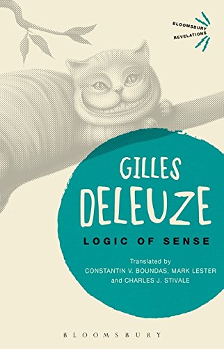 Book cover: "Logic of Sense" by Gilles Deleuze, featuring a cat.