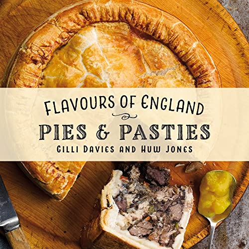 Book cover featuring a golden-brown meat pie on a wooden board with text overlay.