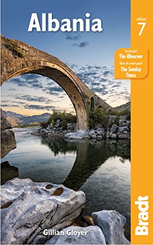 Book cover for Albania by Gillian Gloyer featuring an ancient stone bridge over water.