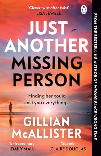 Book cover: "Just Another Missing Person" with a sunset and lone figure.