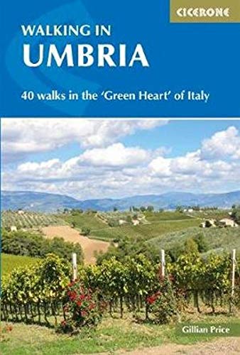 Book cover: “Walking in Umbria” with a landscape photograph.