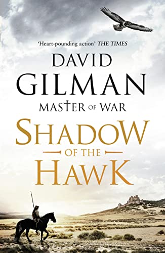 Book cover showing a knight on horseback, a flying hawk, and a distant castle.