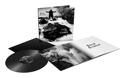 David Gilmour’s “Luck and Strange” vinyl record, album cover, and insert.