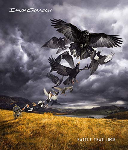 CD case with David Gilmour's name and Rattle That Lock title, featuring album artwork.
