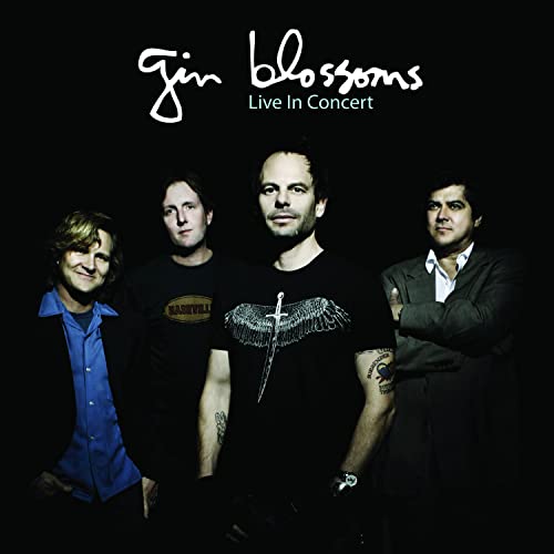 Gin Blossoms band portrait on black album cover, “Live In Concert.”
