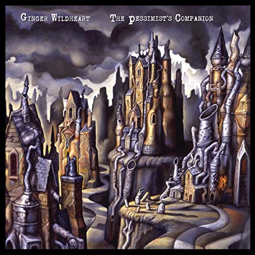 Album cover for Ginger Wildheart’s “The Pessimist’s Companion” featuring a dark castle.